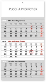 Štandard šedý 3mesačný - nástenný kalendár 2015