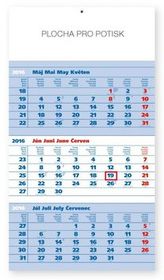 Štandard modrý 3mesačný - nástěnný kalendář 2016