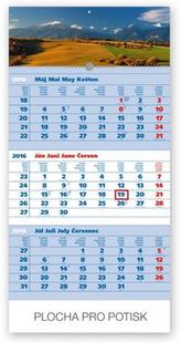 Tatry modrý 3mesačný - nástěnný kalendář 2016